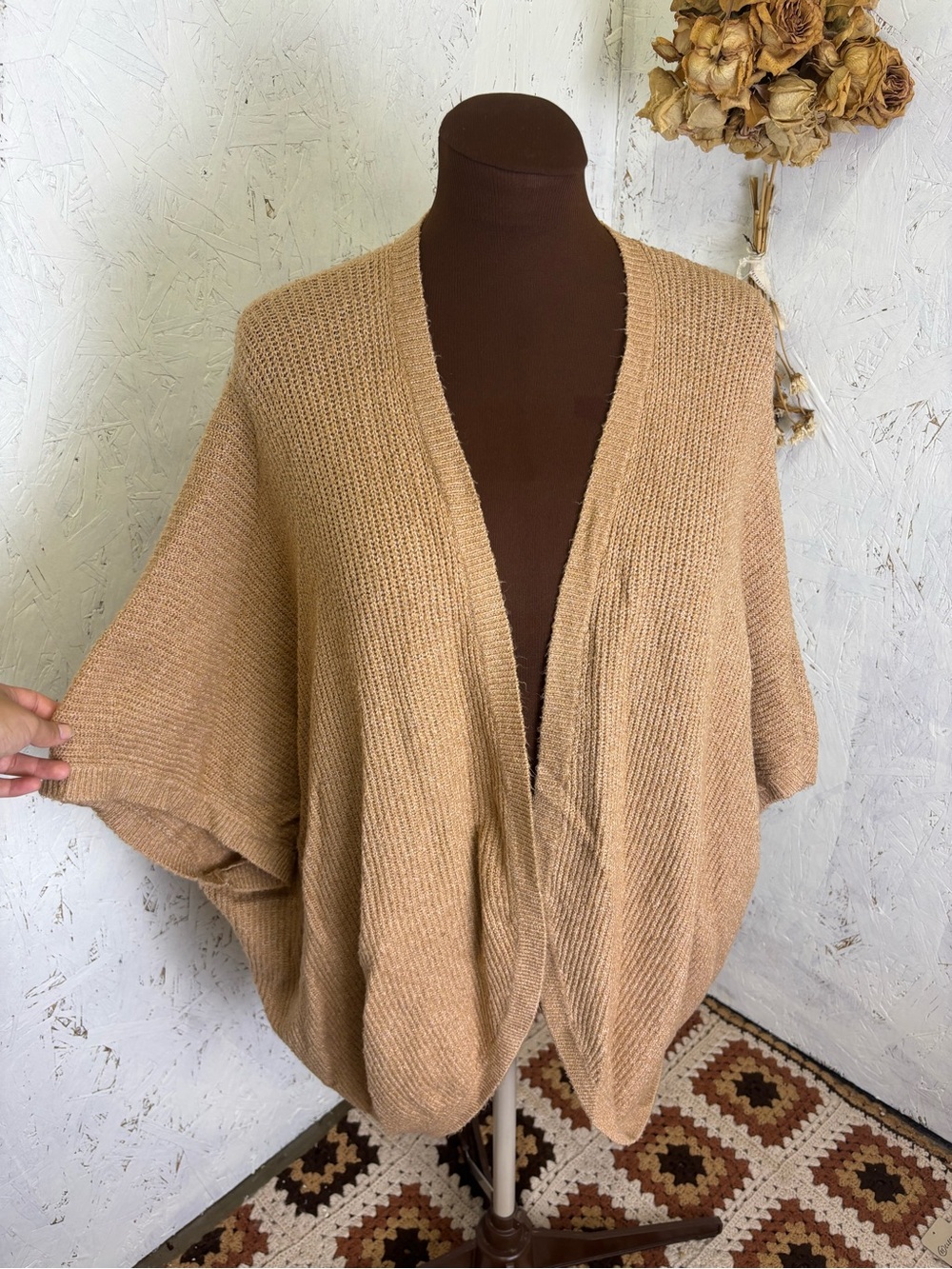 Offline By Aerie Cozy Open Front Oversized Knit Cardigan Brown Size Medium